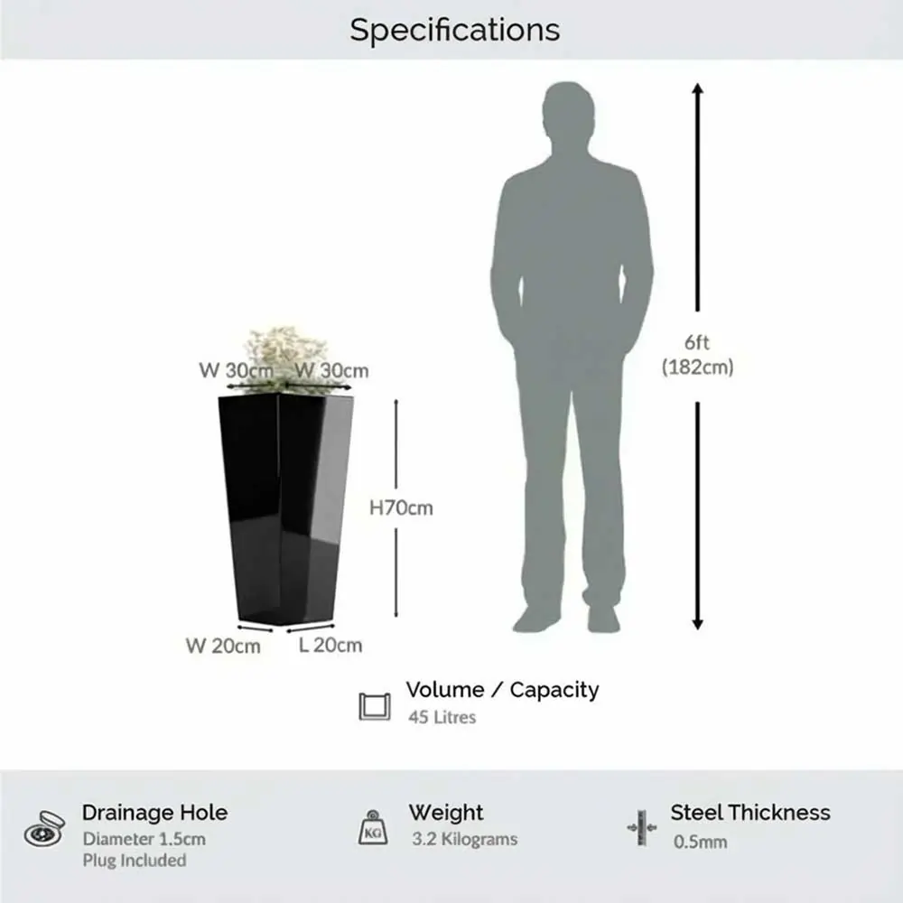 Zinc Galvanised Tapered Square Planter - Image 29