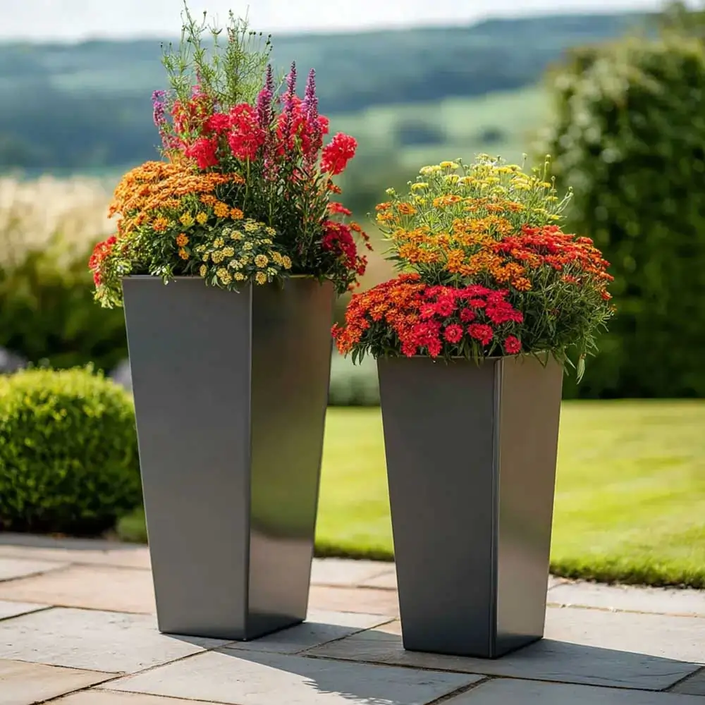 Zinc Galvanised Tapered Square Planter - Image 51
