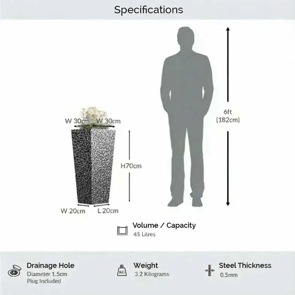 Zinc Galvanised Tapered Square Planter - Image 80