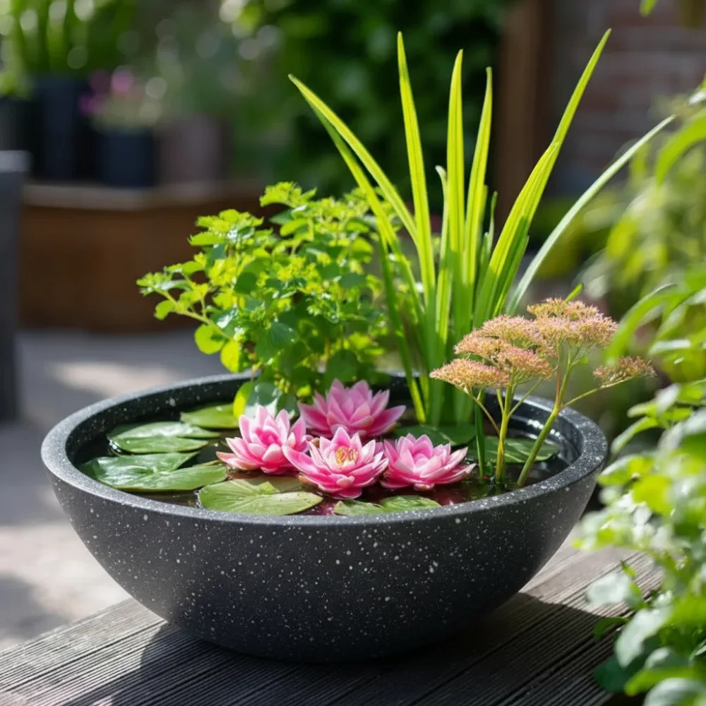 Wildlife Pond In A Pot | Complete Kit with Bowl, Plants & Fountain - Image 4
